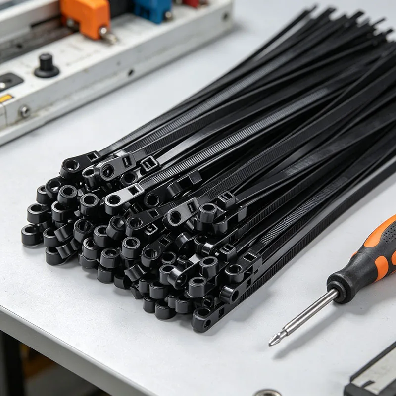 Screw HoleCable Ties Self-locking Adjustable Cord Ties Reusable Fixed Wire Fastening Straps BundleTool with Mounting Screw Hole