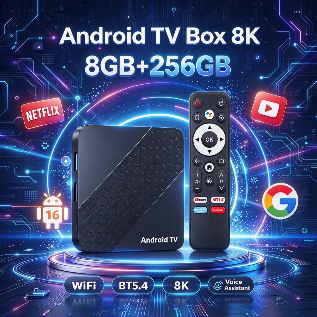 X10 Smart TV Box 8GB 256GB Android 16 Support 4K 8K HD Video 5G Dual Band WiFi6 BT5.4 Voice Assistant Media Player Set Top Box