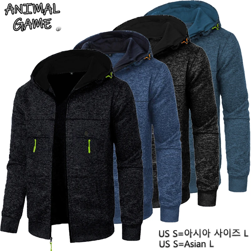 لعبة الحيوان في الهواء الطلق الرجال عادية هوديي بلوزات سستة جاكيتات للرجال معاطف كبيرة الحجم شتاء دافئ العمل القمم رياضية الرجال #1