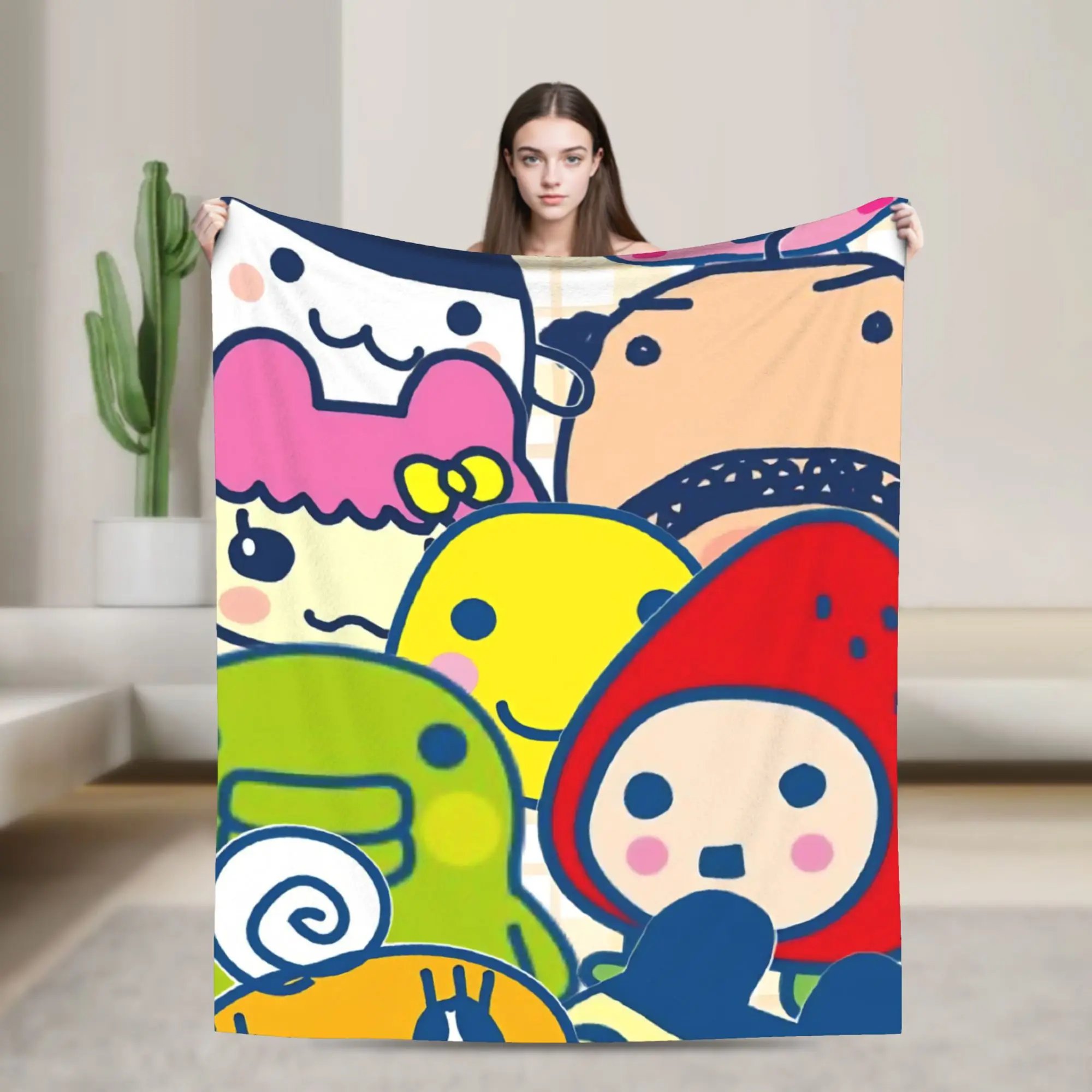 Cartoon T-Tamagotchi Print Blanket For Men Women Super Soft Warm  Throw Blankets for Couch 50x60 Inches Multi-size