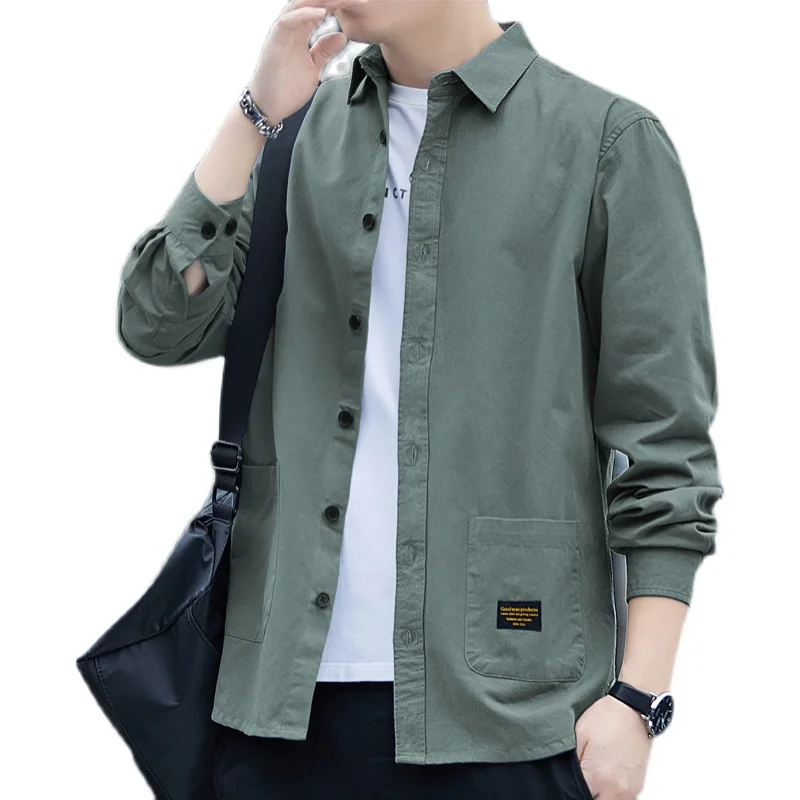 Spring Men Military Tactical Shirts Men Solid Long Sleeve Casual Dress Shirts Male Black Khaki Basis Work Cargo Shirts