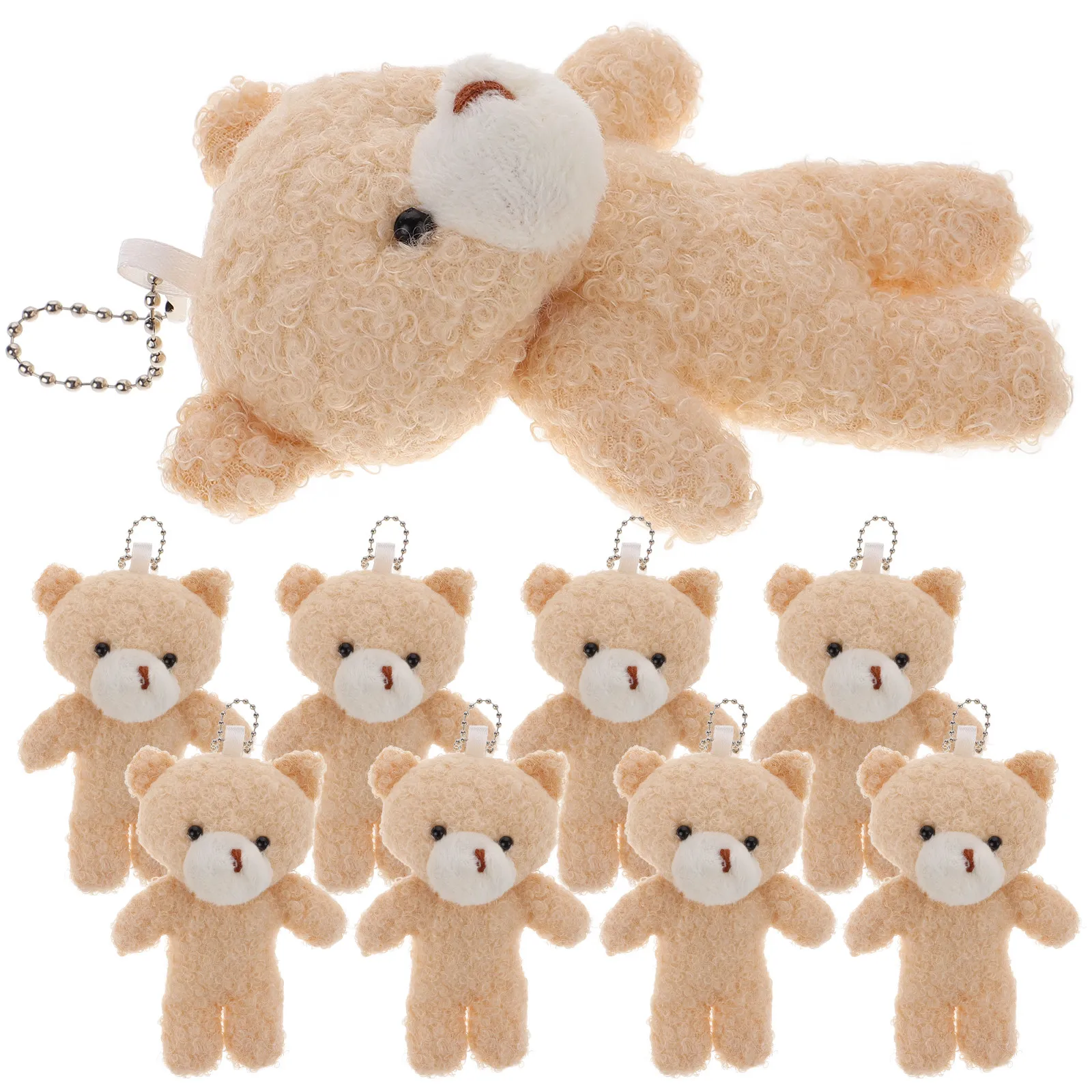 

10Pcs Adorable Mini Bear Keychain Pendant Easy Install Remove Soft Comfortable Charm for Keys Bags Phones Personality Decor