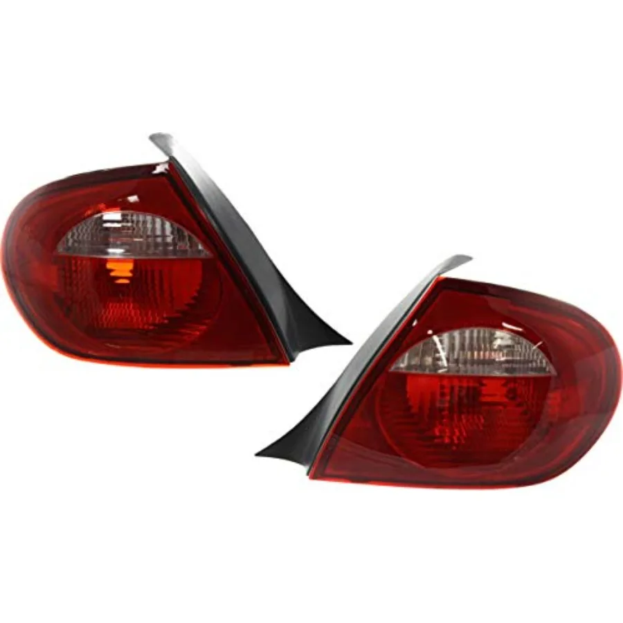 

Tail Light SET Compatible with Dodge Neon 2003-2005 Halogen Driver and Passenger Side Black Lightwght Durable Plastic Lens for