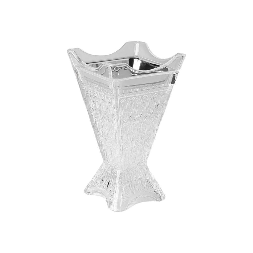 

Arabic Style Glass Incense Burner Nordic Ironwork Four-Corner Design Engraved Square Incense Holder Ornament Gold/Silver Color