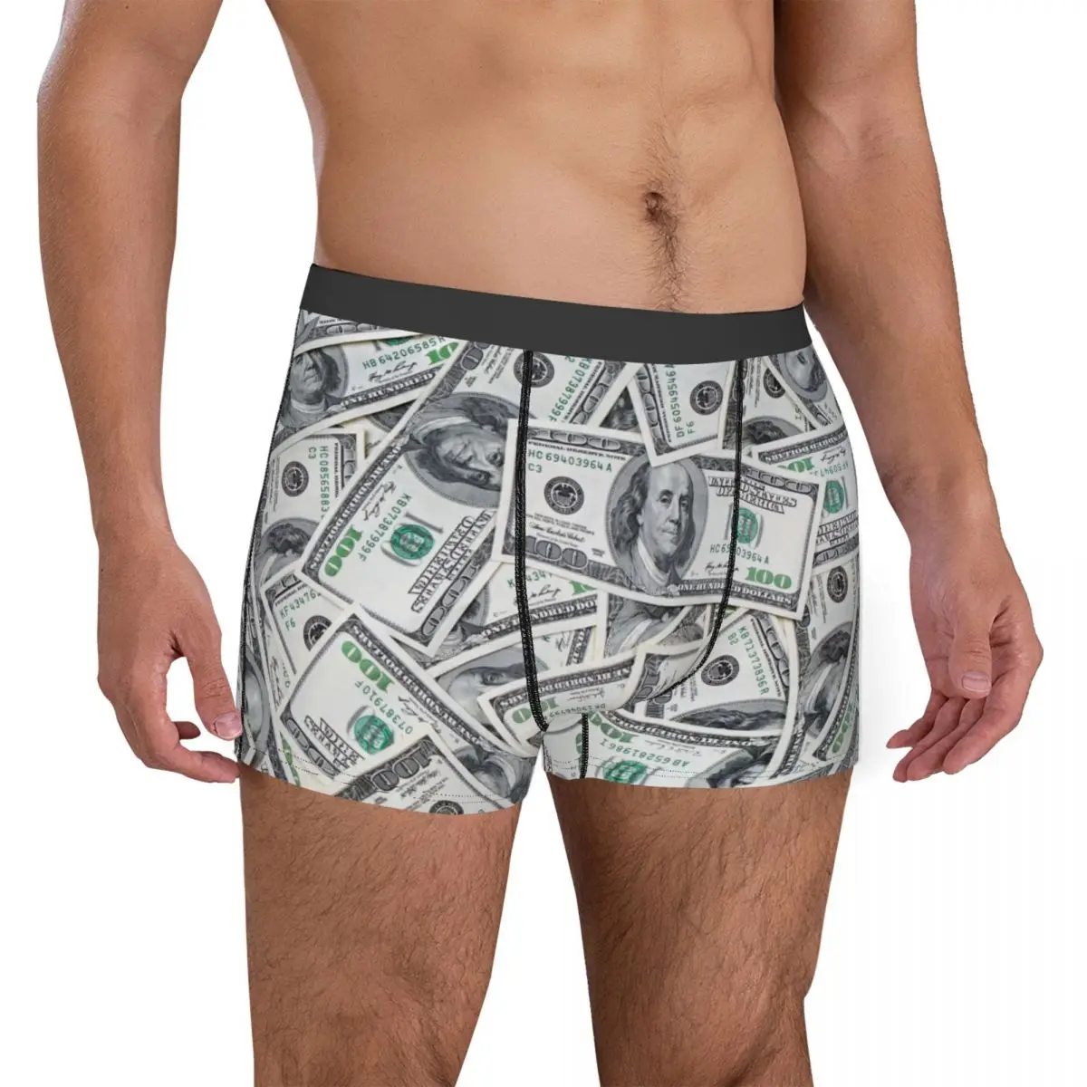 Men 100 Dollar Bills USA Boxer Shorts Panties Breathable Underwear Money Homme Fashion Plus Size Underpants