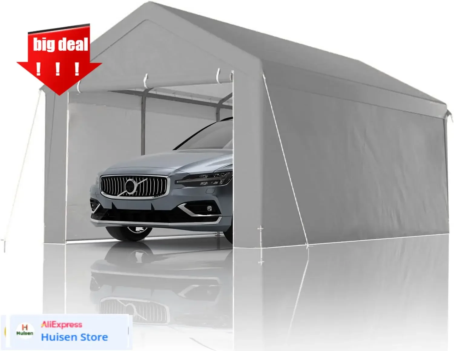 

Прочный навес Carport длиной 10x20 футов, портативная палатка для гаражной вечеринки, портативный гараж со съемными боковыми стенками и дверцами, всесезонный