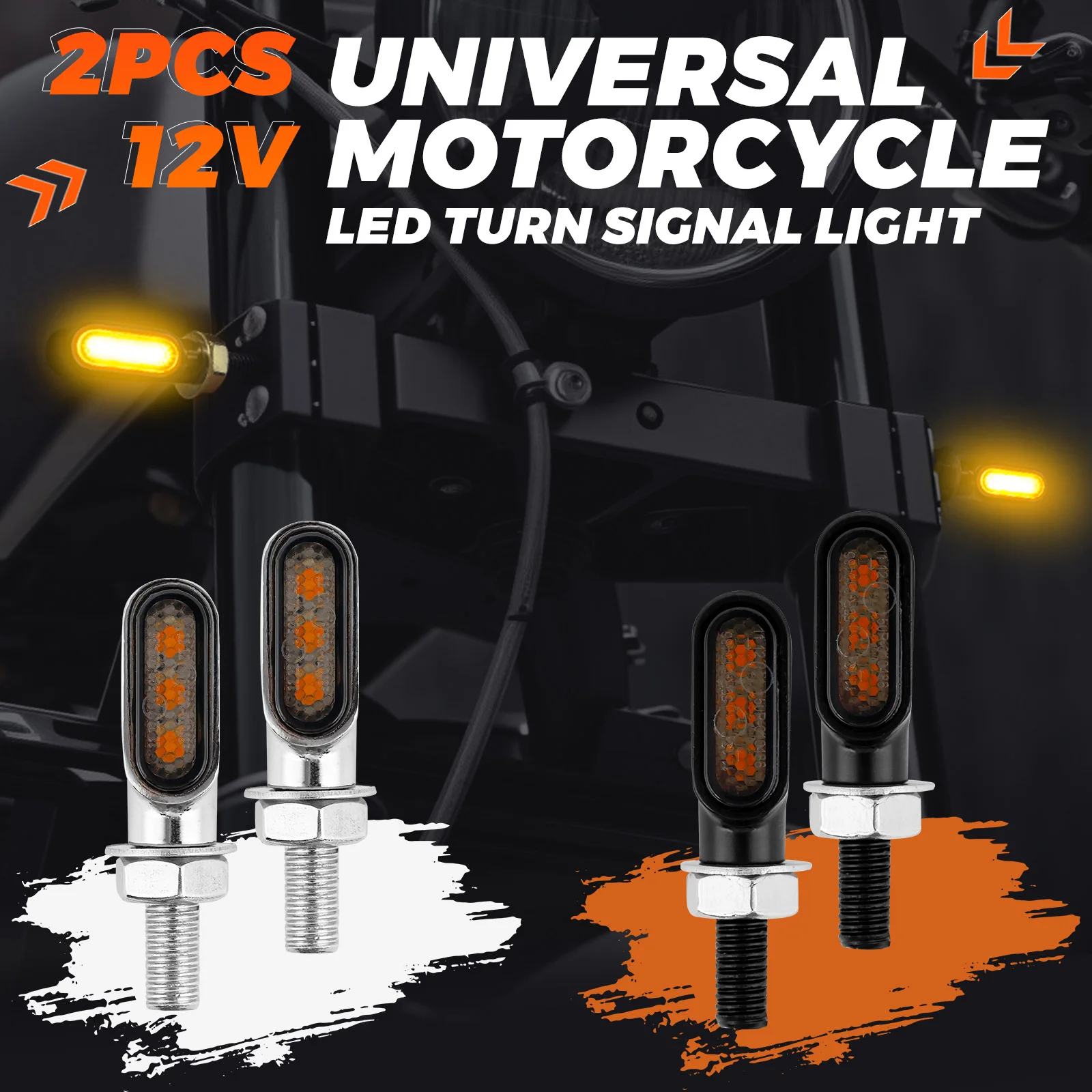 

8 мм мотоциклетные мини-светодиодные указатели поворота, мигающий свет, мигалка 12 В для Bobber Cafe Racer Honda Yamaha Kawasaki