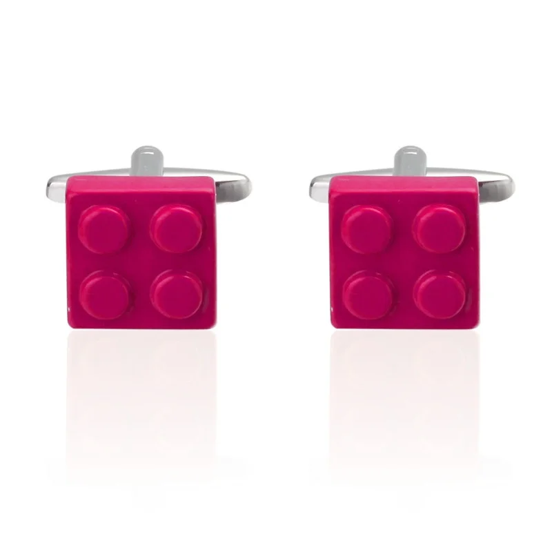 Men's French shirt cufflinks made of copper material rose red building block design fashionable brand clothing accessories