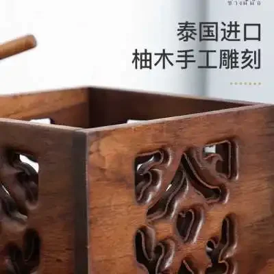 Solid Wood Storage Box Tea Several with Finishing Box Wooden Box Desktop Trash Can