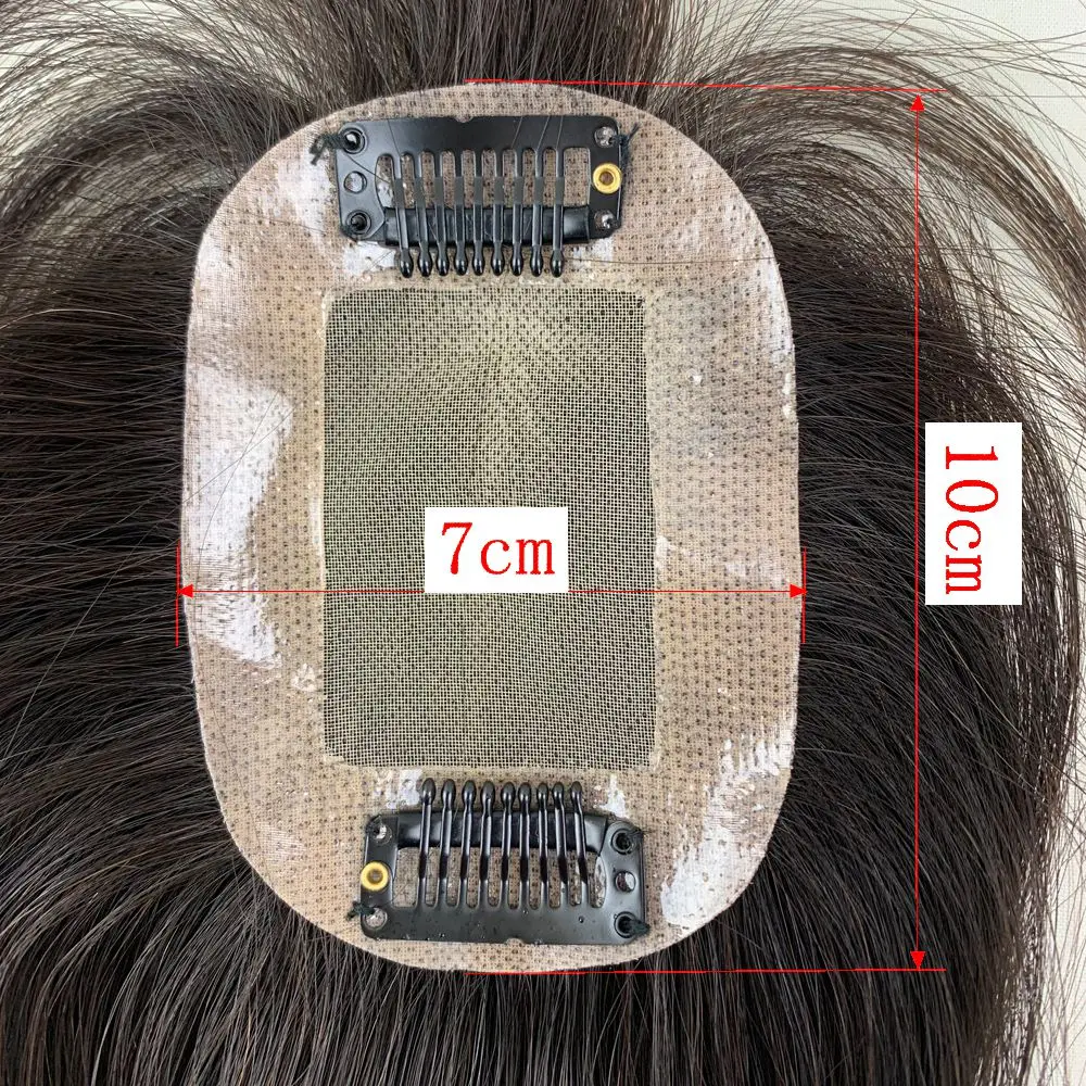 7x10 Hand Gebunden Gerade Mono + PU Basis Mit Clips In Haar Toupet Remy Haarteil Menschliches Haar Topper haaransatz Für Frauen