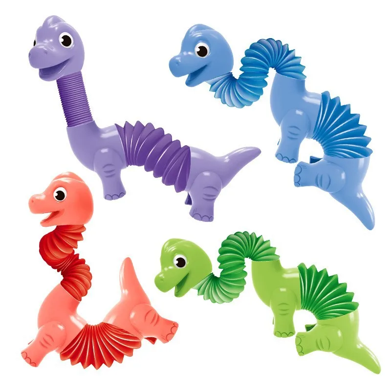 Dinosaur Telescopic Tubes Fidget Toys Cartoon Dolphins, Dogs, Sharks Stretch Pop Tubes Stress Relief Toys for Kids Party Gifts view 3