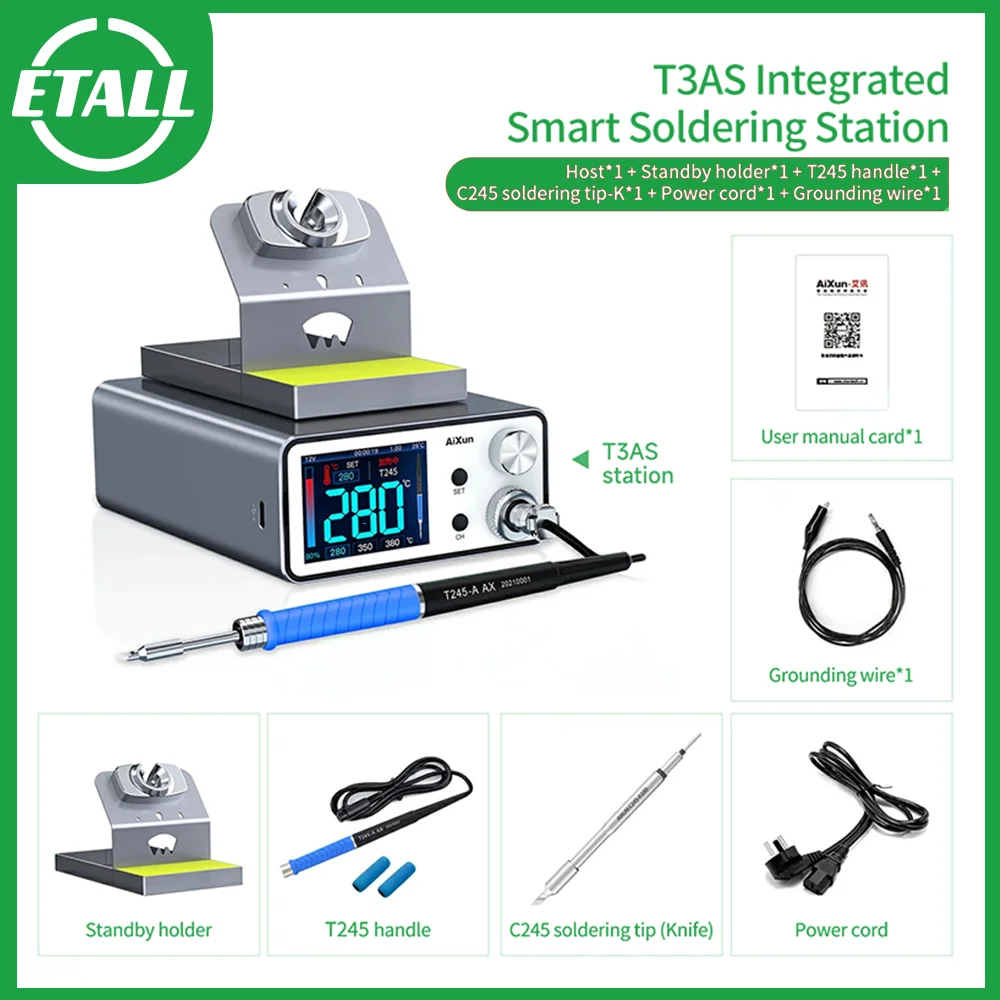 

AIXUN Soldering Station T3AS 200W T3BS 75W With Electric Soldering Iron T115/T210/T245 For Mobile Phone SMD BGA Repair Tools