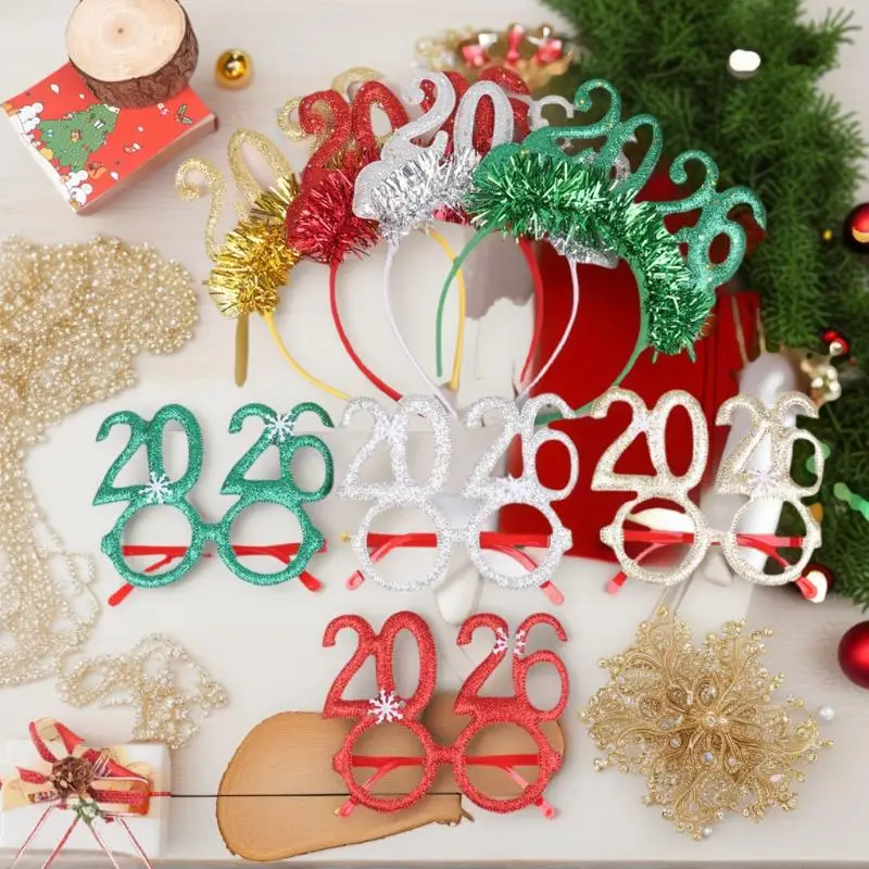 2026 Weihnachtsstern Farbe Stirnband Brille Silvester Kreative Urlaub Party Dekoration Kopfbedeckung Geschenk