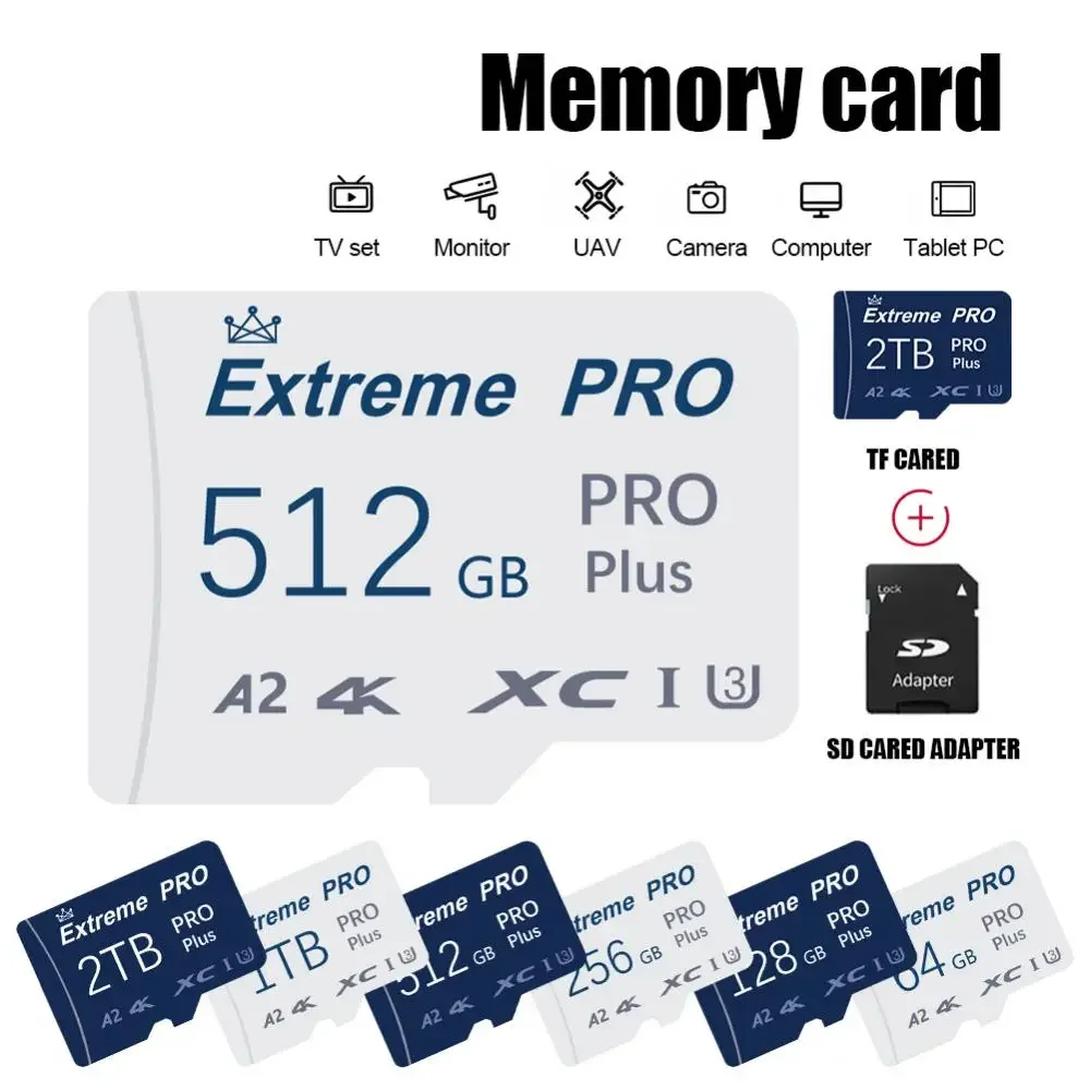 Memory Card 128GB SD Card 512GB Micro TF SD Card 256GB 1TB 2TB TF Flash Card For Nintendo Switch Phone With Adapter