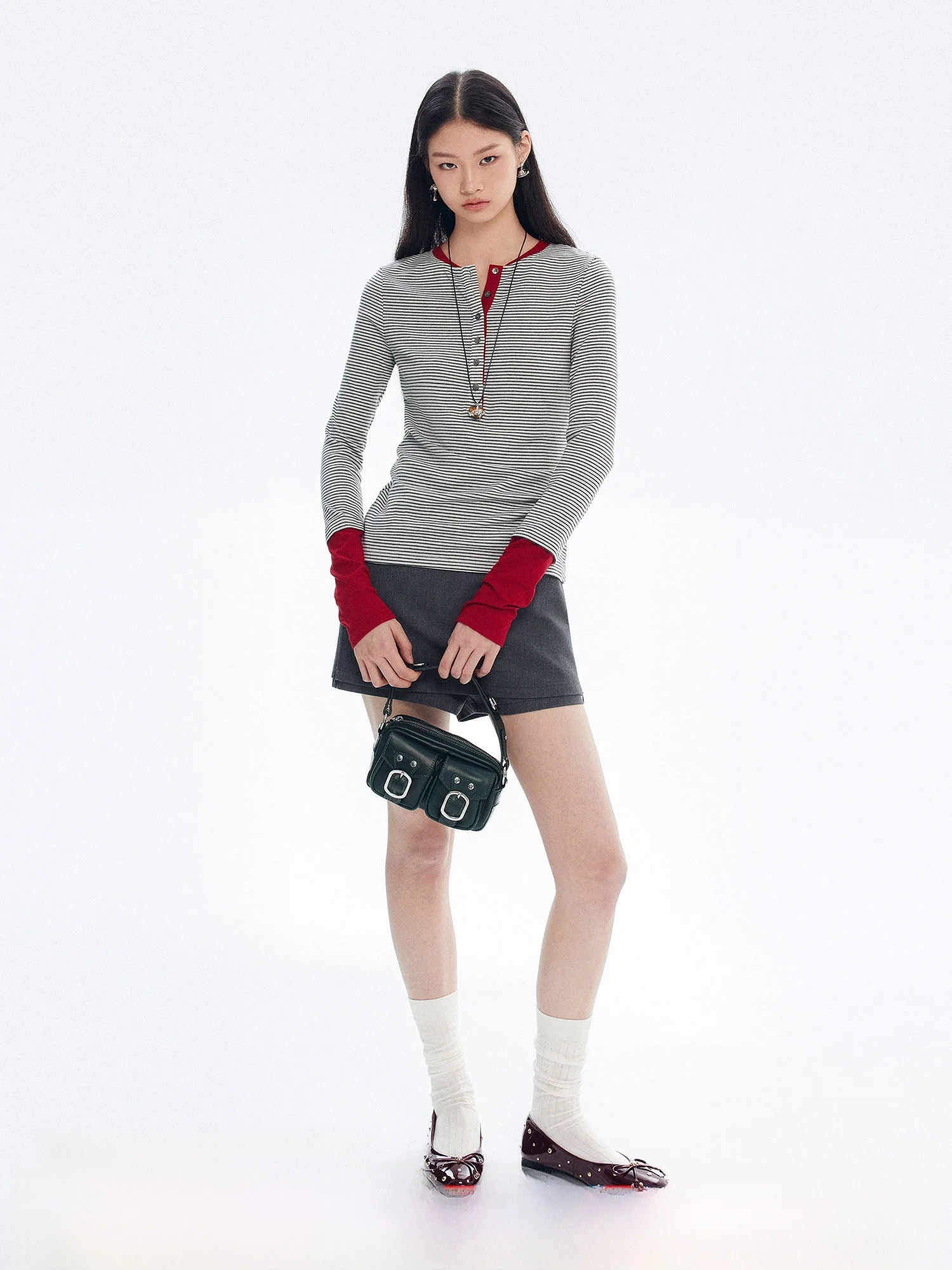 

Henry Collar T-irt Bymolycho Festival Aosphere Striped Color Blo Base irt Top Women's Casual Long Sve Polyester Blend
