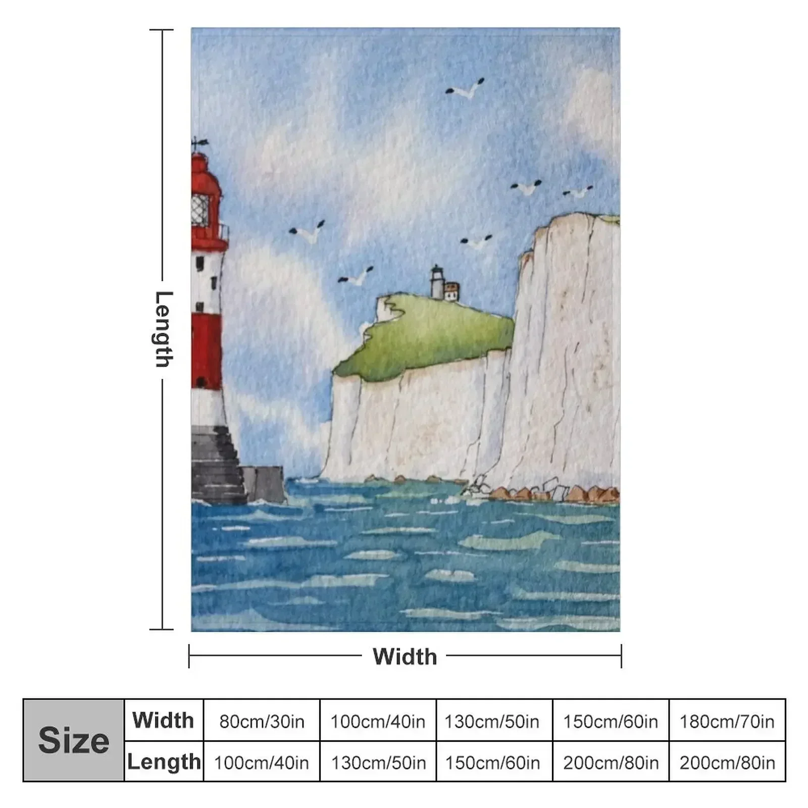 Beachy Head and Belle Tout Lighthouses. Throw Blanket Hairy Bed covers for babies Retros Blankets