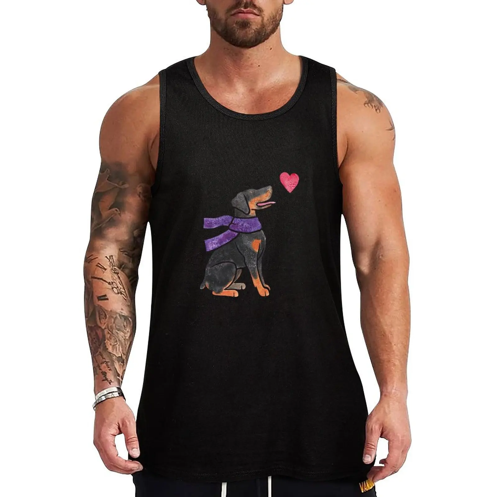 Watercolour Doberman Tank Top vest for men anime t-shirts