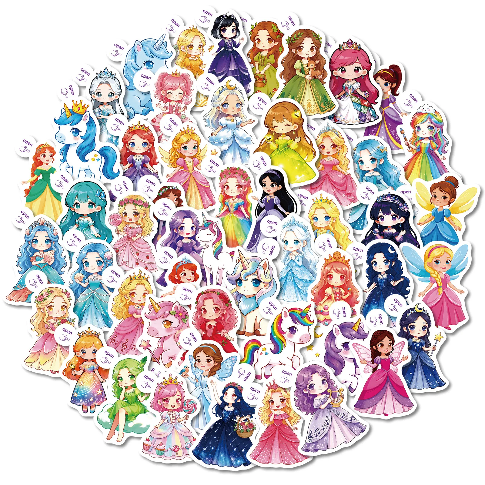 

10/50PCS Cartoon Cute Princess Stickers Aesthetic Exquisite DIY Toys Secret for Bottle Scrapbook Travel Bag Aesthetic Decals