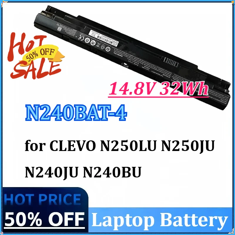 

Недавно обновленный аккумулятор для ноутбука 14,8 В, 32 Втч N240BAT-4 для CLEVO N250LU N250JU N240JU N240BU, перезаряжаемый большой емкости