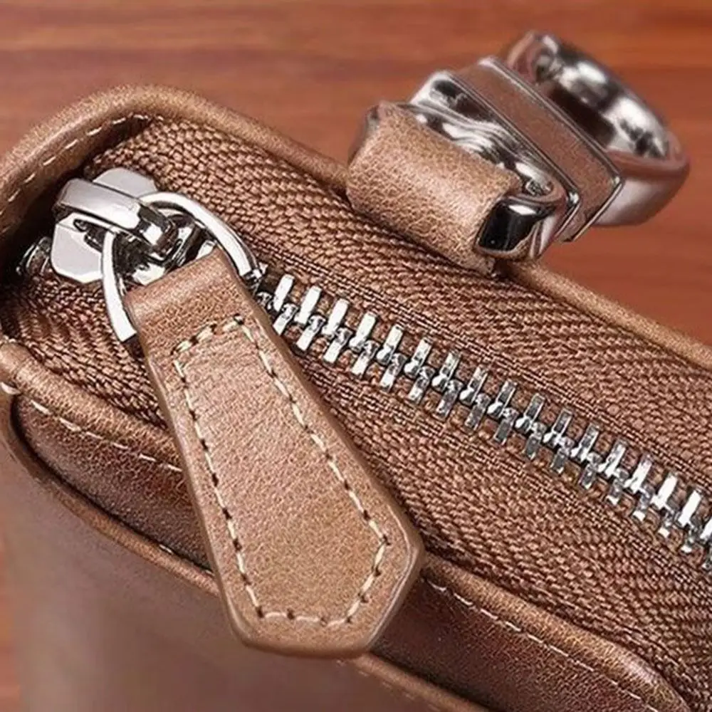 حامل مفاتيح محمول بسعة كبيرة مصنوع من الجلد متعدد الوظائف لتخزين مفاتيح السيارة للنساء والرجال #5