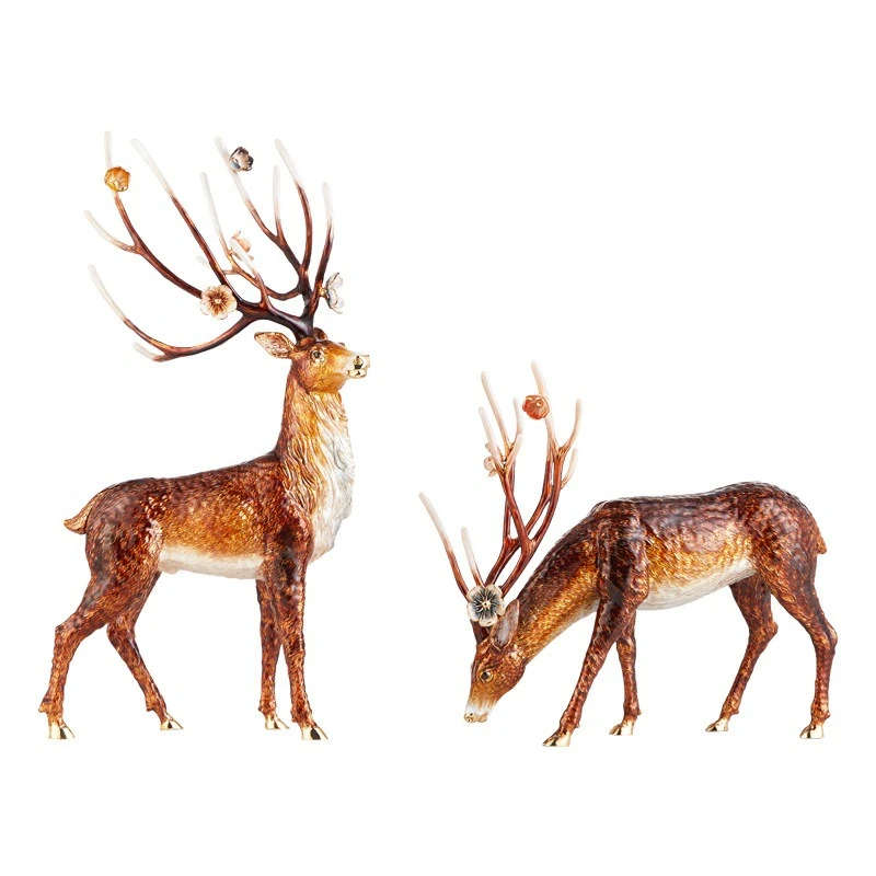 

A pair of high-end enamel color Wizard of Oz deer ornaments, home soft decoration accessories, villa TV cabinet entrance