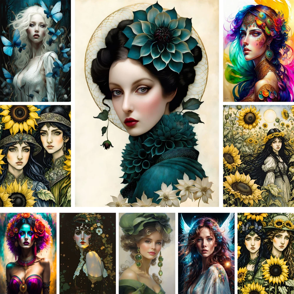 Portrait Girl Sunflower Paint By Numbers 40x50 DIY Crafts Supplies For Adults Decoration Home Mother's Gift Wholesale 2023 NEW