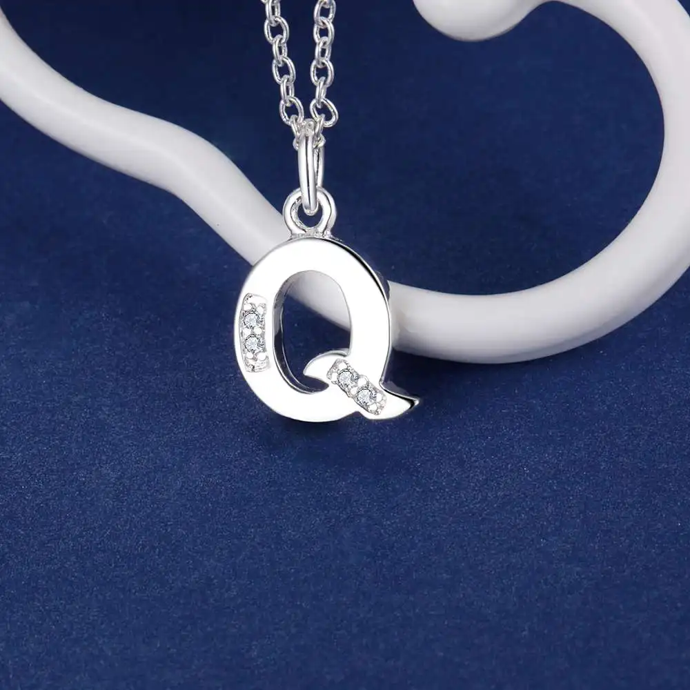 925 Sterling Silber 26 Buchstaben Halskette Anhänger für Damen Hochzeit Verlobung Schmuck Mode Klassiker Geschenk Party Hohe Qualität – Detail 14