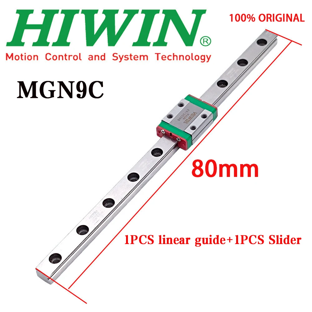 

HIWIN Genuine MGN9C MGN9 Miniature Linear Guide Slide 80mm 1Pcs Linear Guide+1Pcs Slider For 3D Printers and SLR Camera Lenses