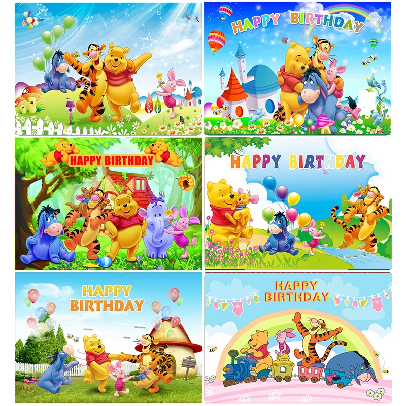 

Winnie The Pooh Theme Party Backdrops for Wedding Kids Birthday Party Background Decoration Supplies Baby Shower Wall 2024