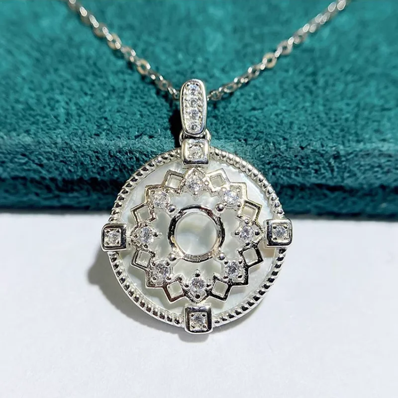 

MeiBaPJ 5 мм круглый камень Сделай Сам 925 Серебряный держатель модное ожерелье с подвеской красивая свадебная бижутерия для женщин