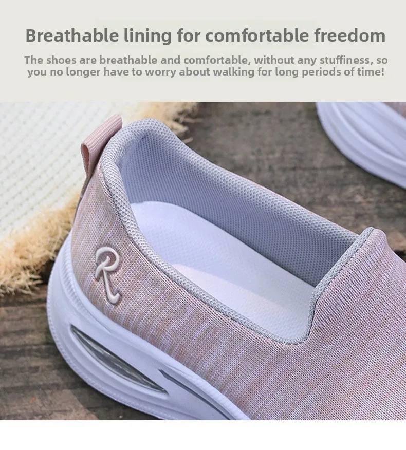 Atmungsaktive Slip-On-Sneaker für Damen, mit Luftpolster-Plattform, leicht, rutschfest, lässige Loafer für den täglichen Outdoor-Gebrauch. – Detail 5