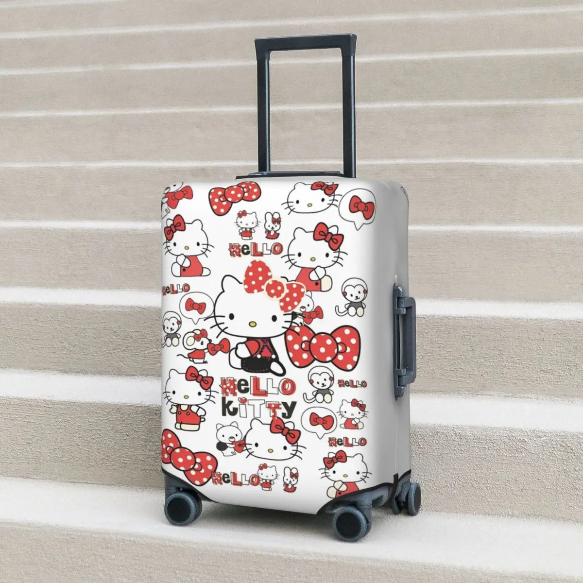 Doodle Hello Kitty Suitcase Cover Kawaii Cat Vacation Business Useful Luggage Supplies Protector