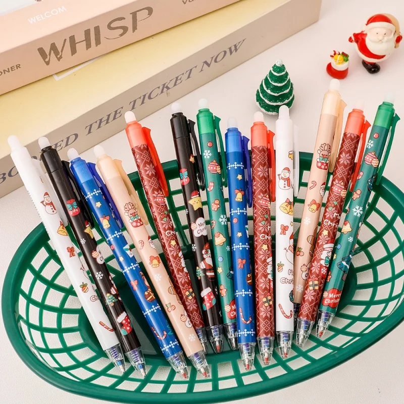 

48pcs/lot Kawaii Christmas Elk Santa Claus Erasable Gel Pen Cute 0.5mm Blue Ink Signature Pens Promotional Gift School Supplies