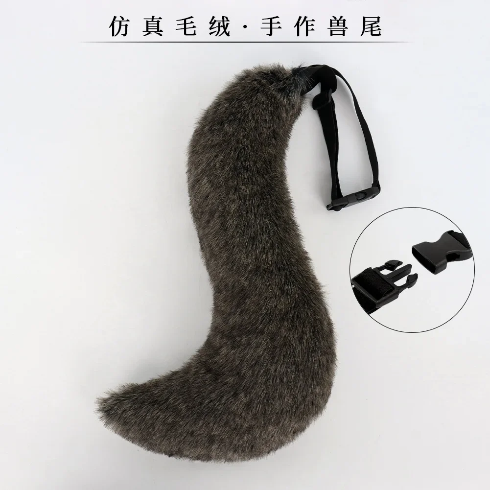 Halloween Wolf Gloves Tail Men Women Fashion Cosplay Costumes Props Plush Emulation Animal Tail Handmade Party Movie Toy Gift
