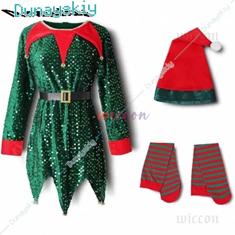 Natale Bambini Cosplay Babbo Natale Costume Cosplay Bambini Vestito di Natale Vestito Vestito Calzini a righe Per Ragazzi Ragazze Festa di Carnevale