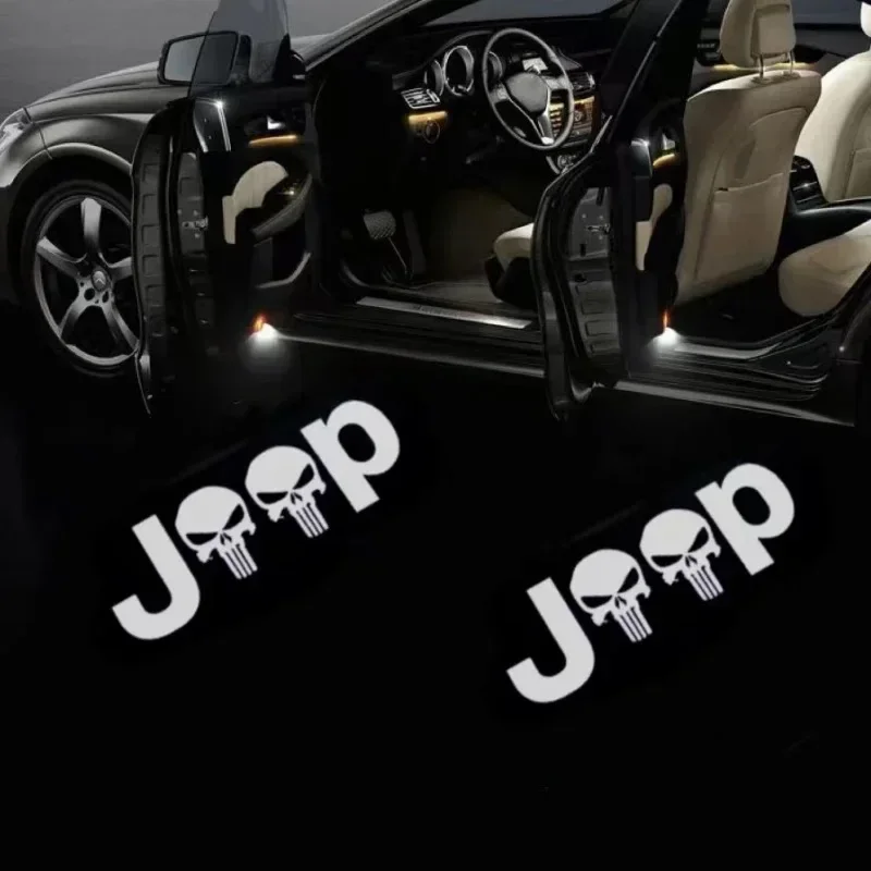 

LED Car Door Badge Lights Projector Courtesy Shadow For jeep Renegade pass Patriot Cherokee Grand Cherokee Wrangler Welcome Lamp