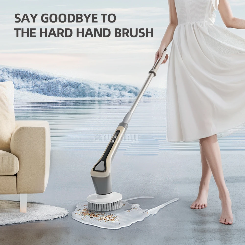Handheld Wireless Rotary Cleaner Extension Handle Cleaning Brush Electric Multipurpose Cleaning Brush