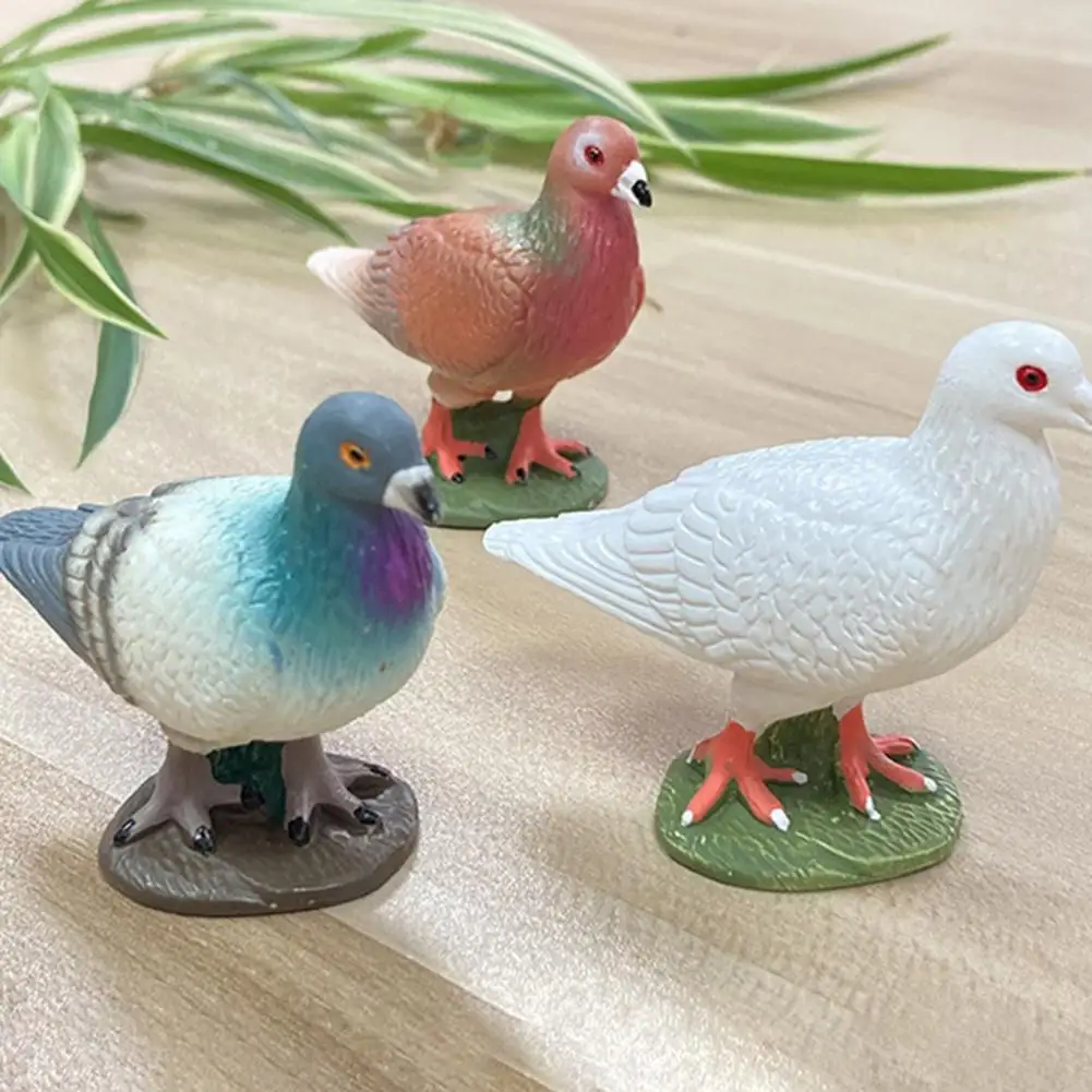 Funny Miniature Pigeon Collectible Pigeon Figurine Children Cognition Grey Home Desktop Garden Decor Ornament