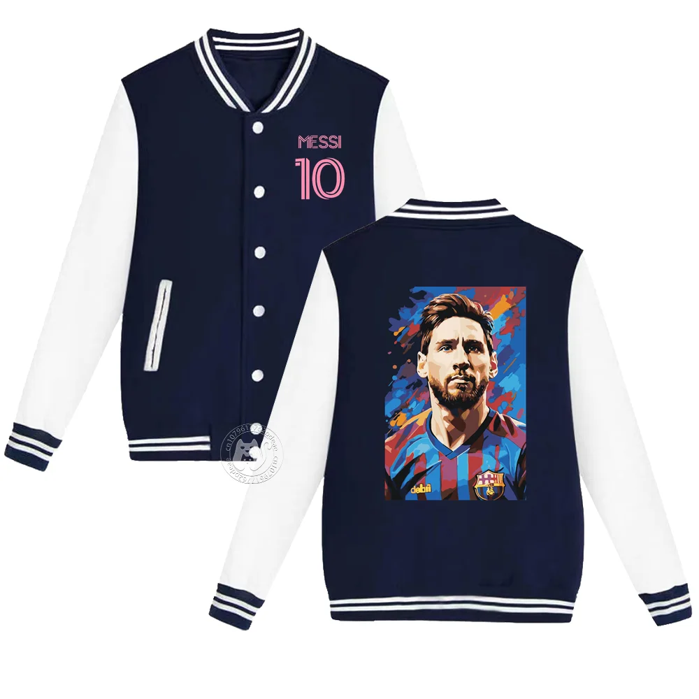 Kinder marke Herbst/Winter Baseball Uniform Messi Muster druck 2-14 Jahre alt für Jungen und Mädchen dicken warmen Straßen mantel