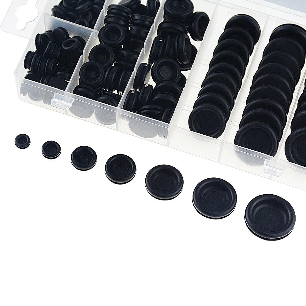 170pcs/Sets Waterproof Protect Wire Tool 7 Sizes Sealing Rubber Cables Grommet Kit Electrical Plugs Conductor Gasket Ring