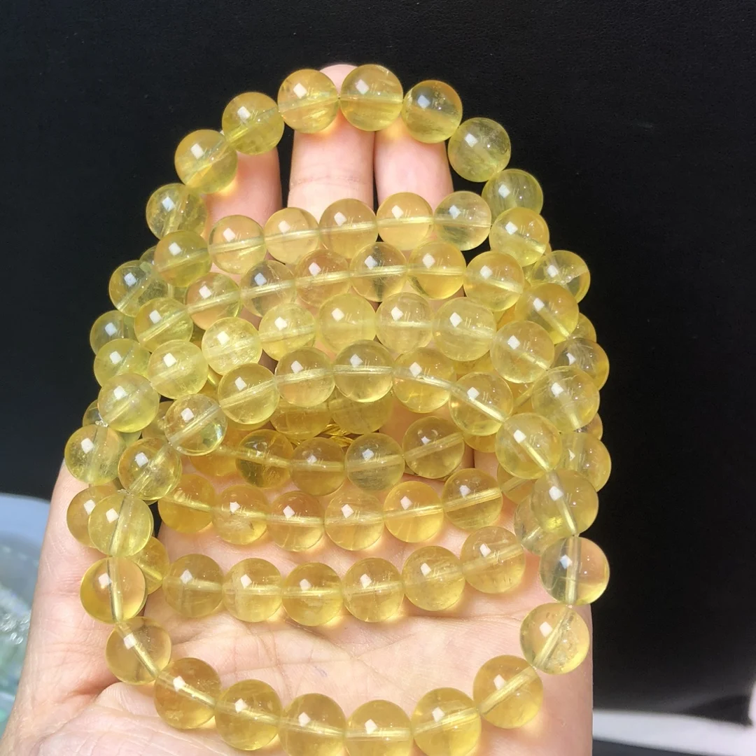 

1 Pc Fengbaowu Natural Yellow Fluorite Bracelet Round Beads Reiki Healing Stone Jewelry Gift For Women Men