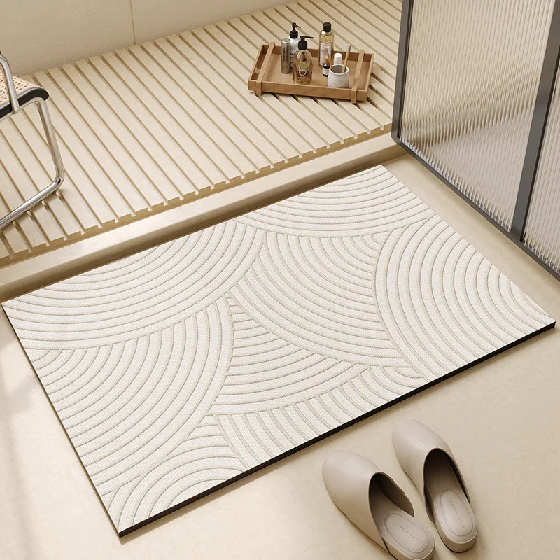 Non-Slip Diatomaceous Earth Bath Mat Soft and Safe Bathroom Rugs Quick Drying and Super Absorbent Rectangular Woven Mat