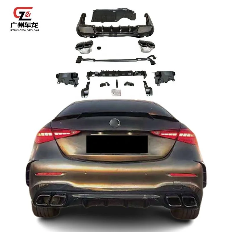 

ABS Material C63 Style Car Bumper Rear Lip Muffler Exhaust for Mercedes Benz C Class W206 C200L C260L 2022 Car Bodykit
