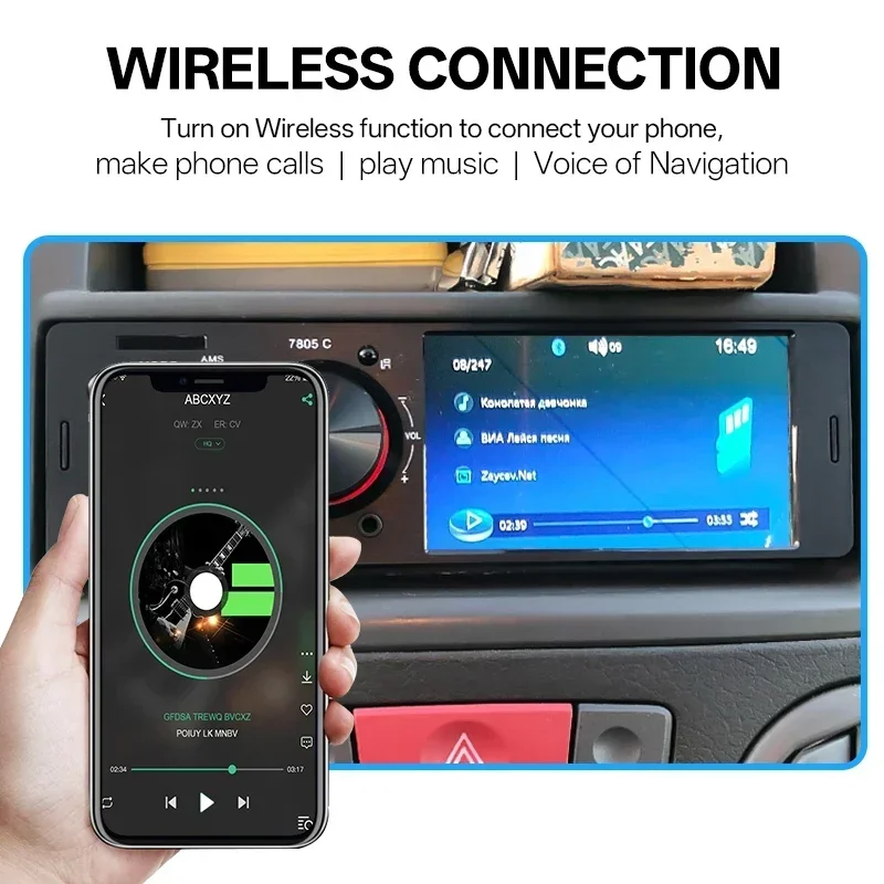 Hippcron 4,1" Autoradio 1din Multimedia MP5-Player Touchscreen Bluetooth Stereo FM-Empfänger USB TF Universelle Kameraunterstützung – Detail 2