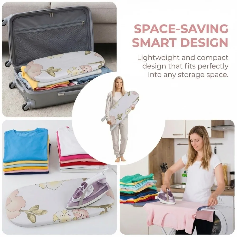 

10.43 Inch Foldable Mini Ironing Board Portable Space Saving Sleeve Ironing Board Peony Design Compact Tabletop Ironing Board
