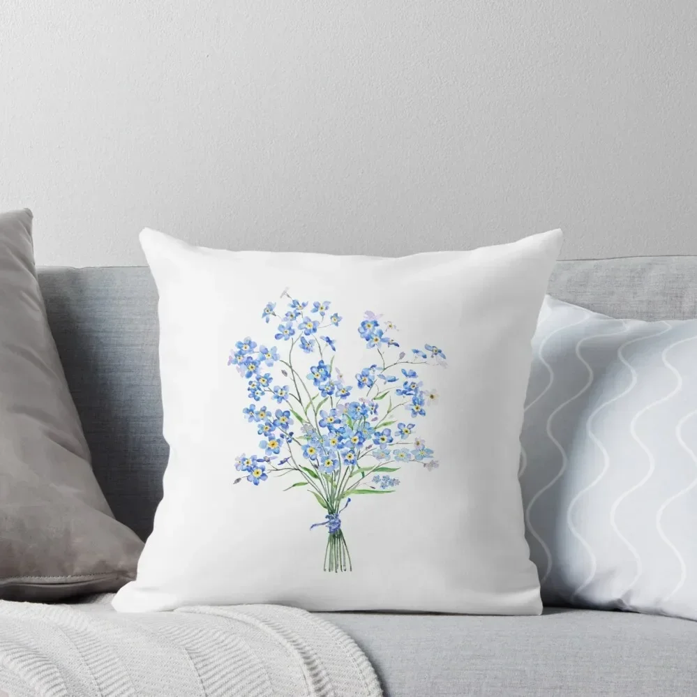 hand painted forget me not bouquet 2020 Throw Pillow ornamental pillows Sofa Covers Sofa Cushion Cover pillow