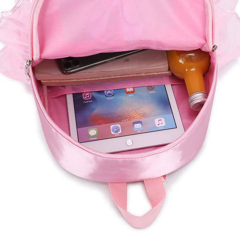 Mochila bordada personalizada para niña pequeña, bolso de lona de Ballet, vestido de tutú, mochila de baile con encaje rosa para bailarina