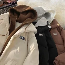 2023 Autumn Winter American Retro Style Single Breasted Parkas Jacket For Women Casual Outerwear Patchwork Warm Thick Coat