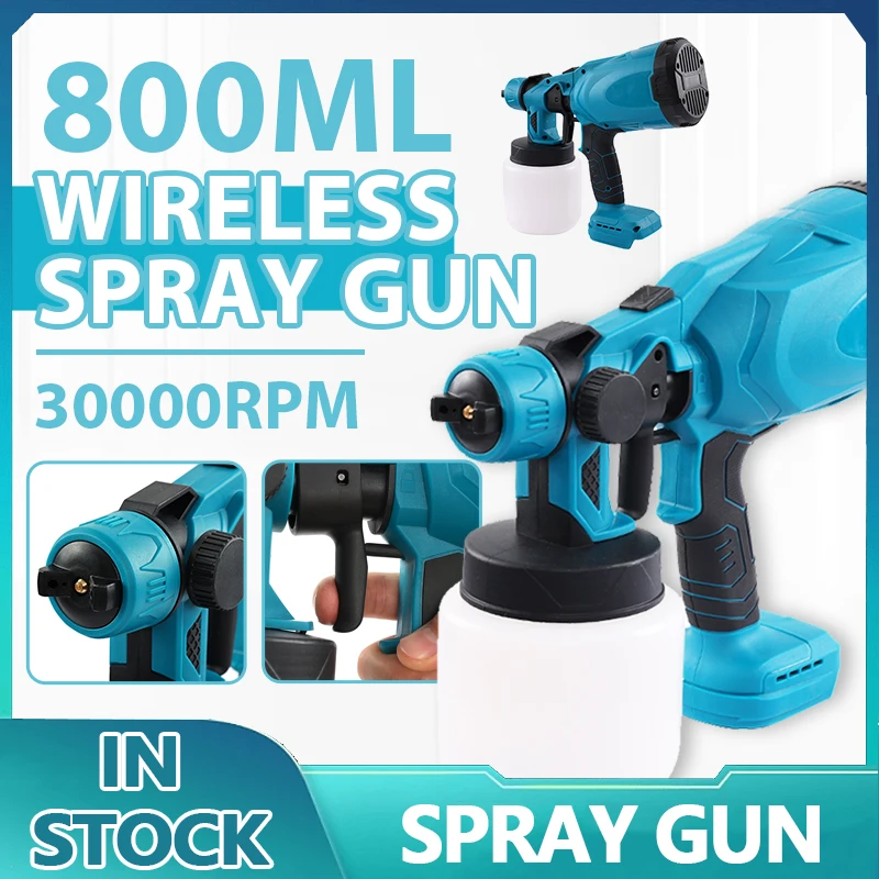 

800ML Cordless Spray Painting Machine Auto Furniture Steel Coating Airbrush Rechargeable Compatible For Makita 18V Battery
