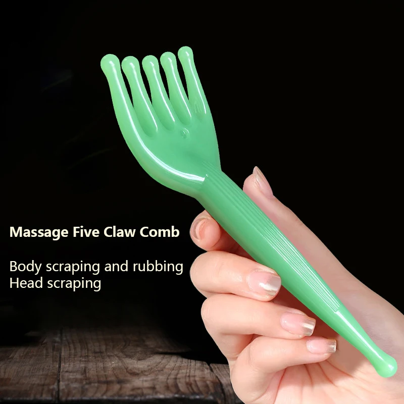 Head Massage Comb Guasha Stick Five-claw Comb Tool Head Body Pressure Massage Dredging Meridian Stress Release Natural Resin